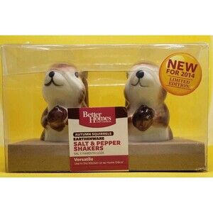 Better Homes Squirrels Nut Salt & Pepper Shakers Vintage Porcelaine "3" Set Of 2